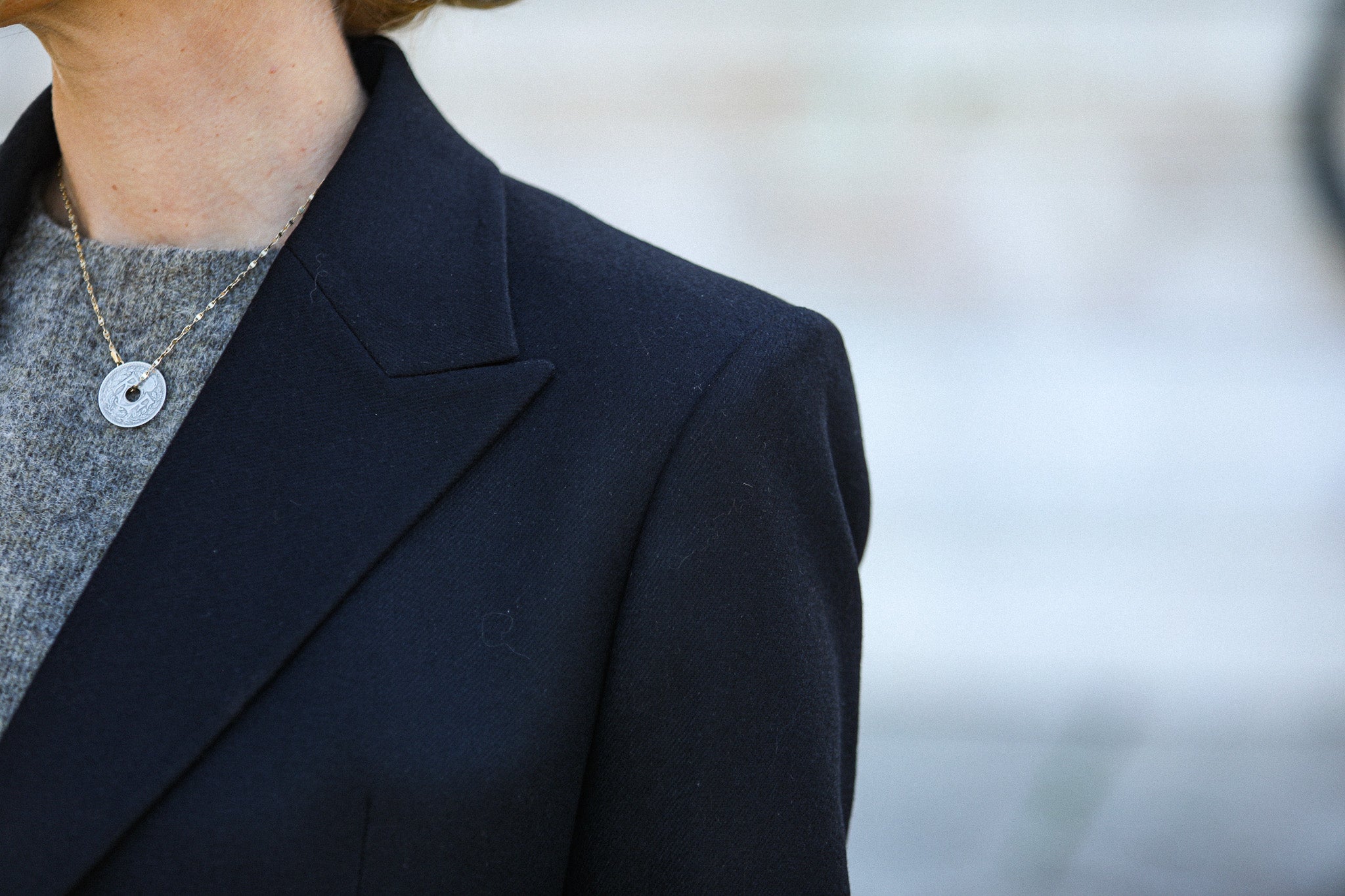 Blazer Croisé Flanelle Noire Light Oversize