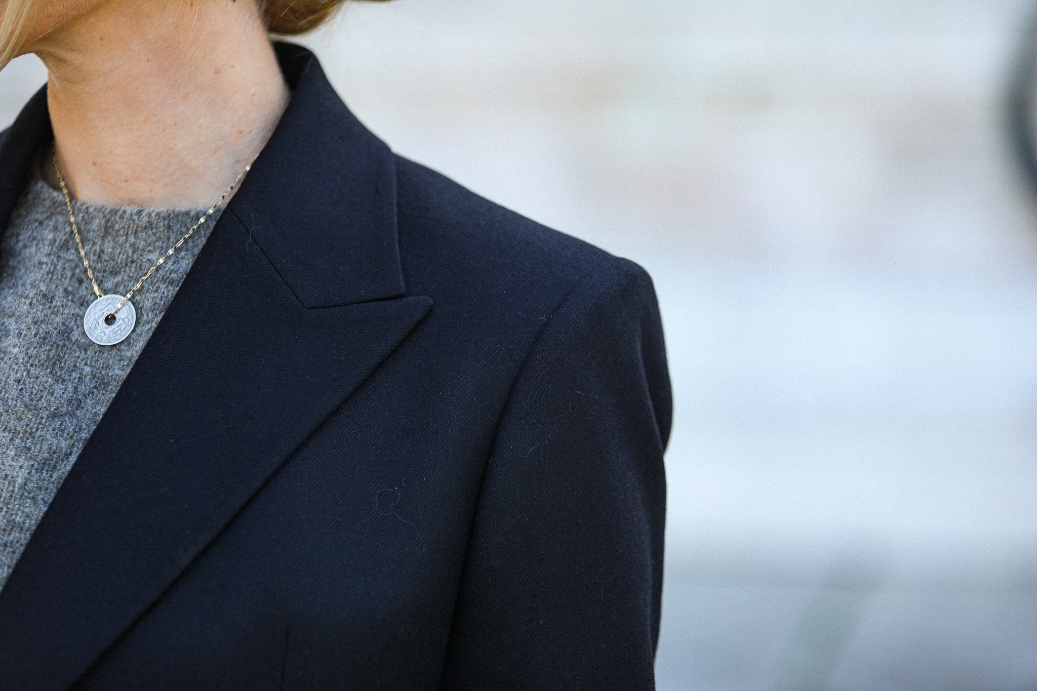 Blazer Croisé Flanelle Noire Light Oversize