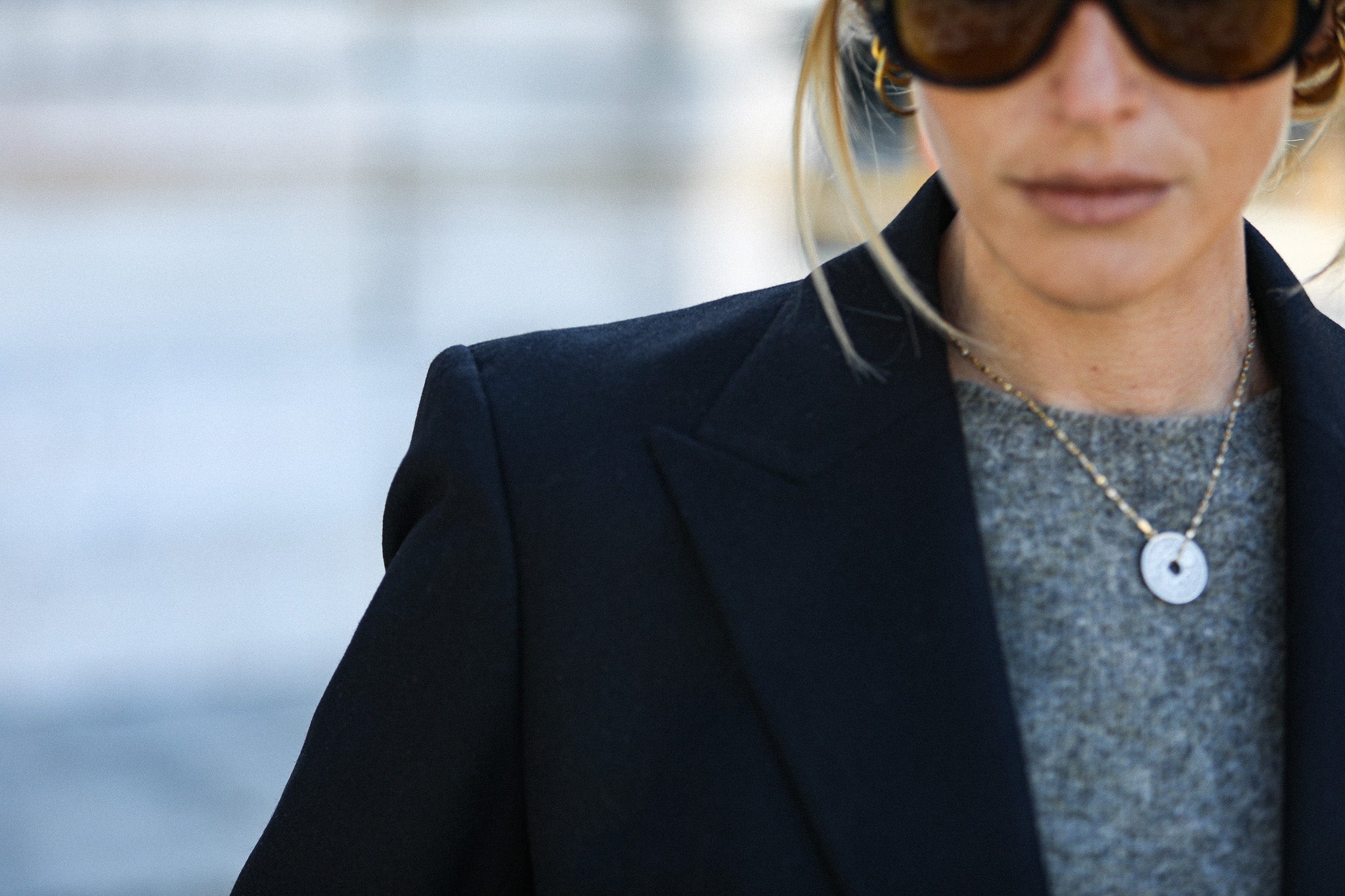 Blazer Croisé Flanelle Noire Light Oversize