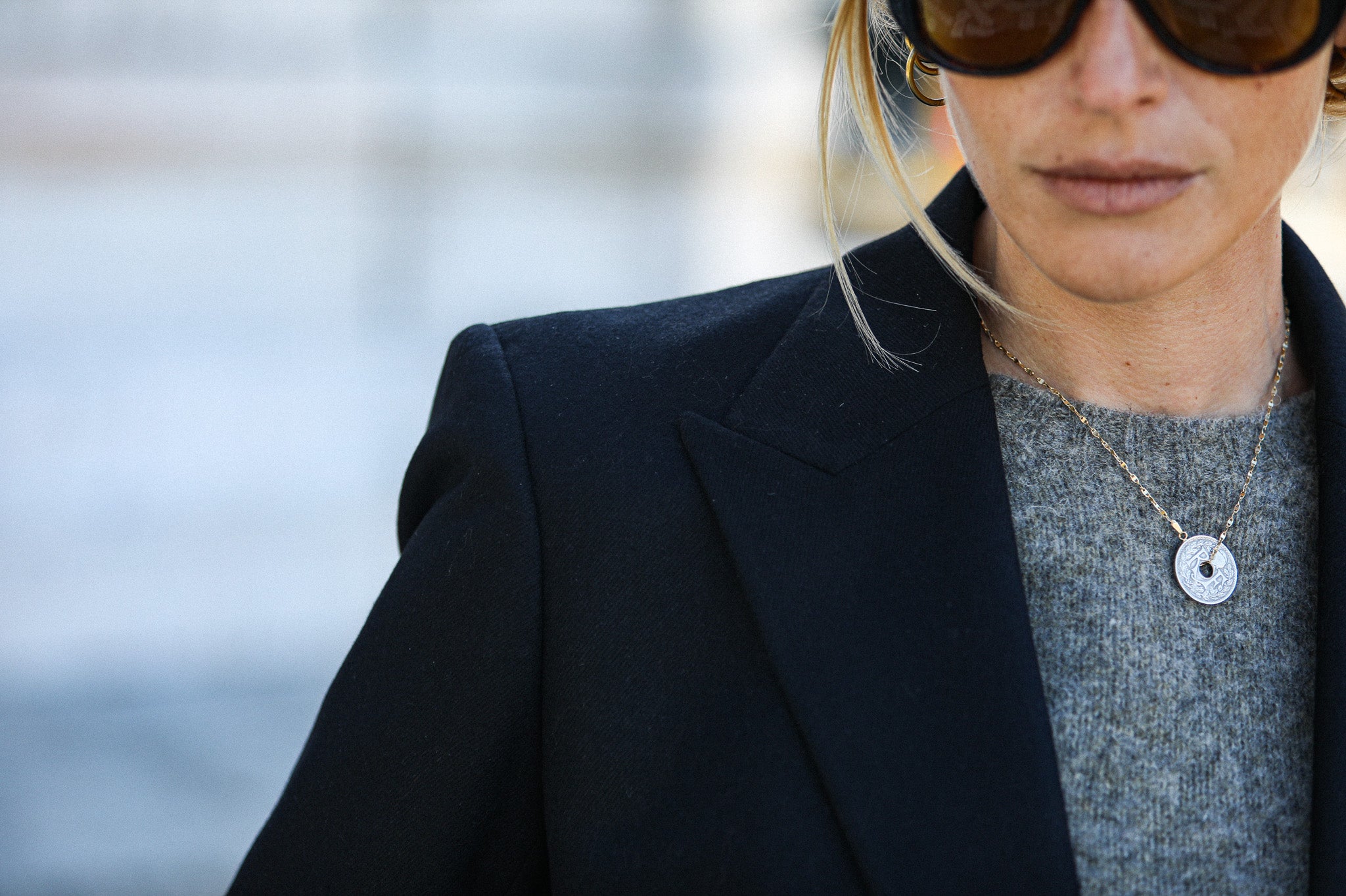 Blazer Croisé Flanelle Noire Light Oversize