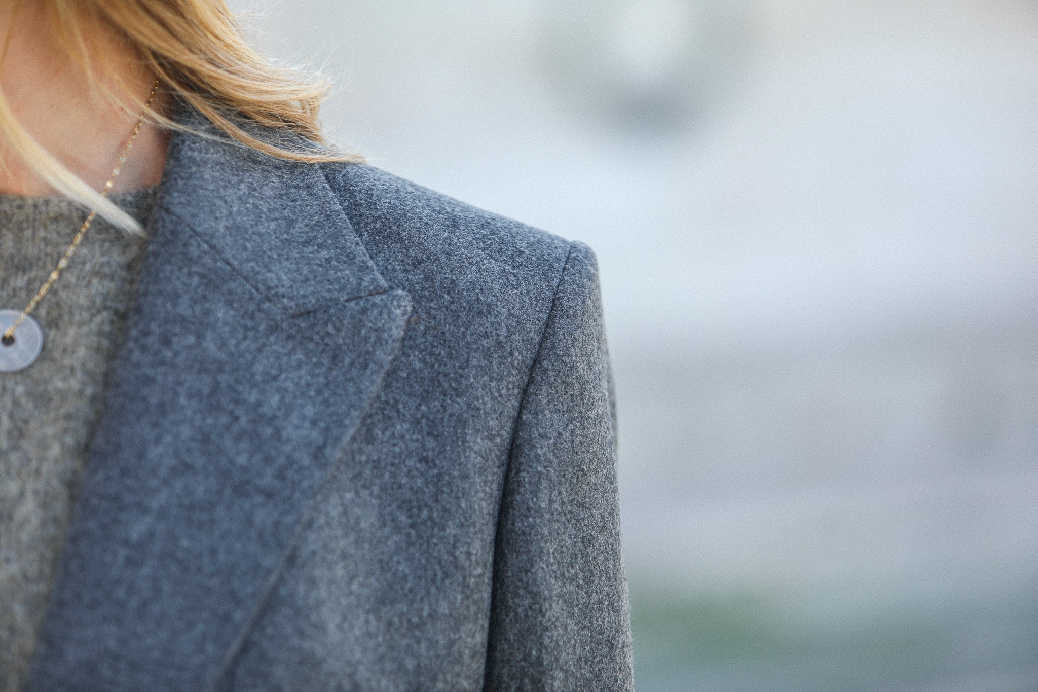 Blazer Croisé Flanelle Grise Light Oversize