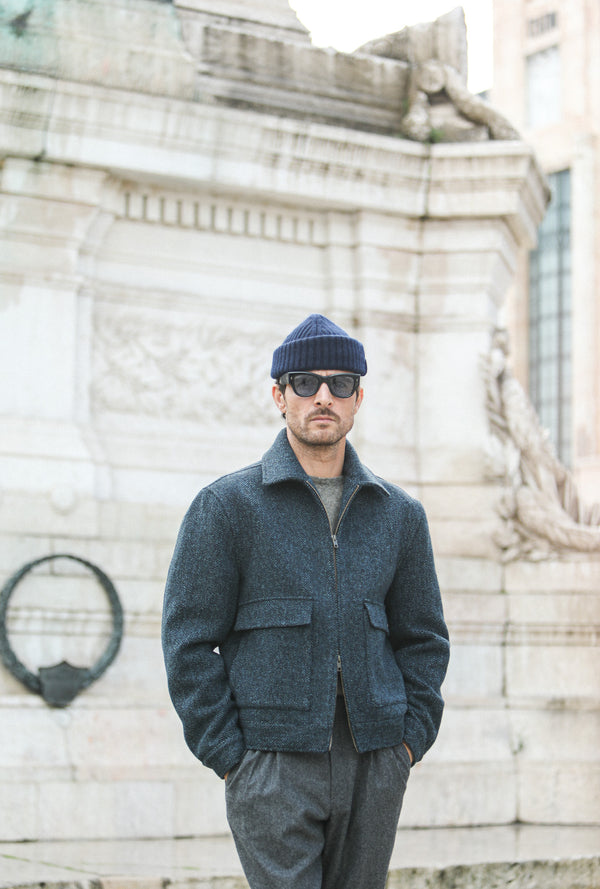 Veste Aviator Laine Chevrons - Blue