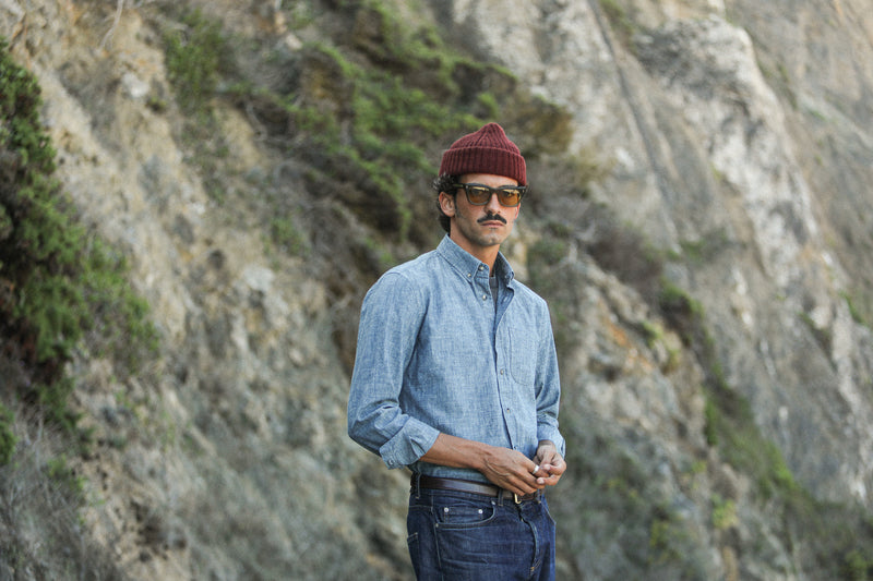 Chemise Chambray Japonais Rétro Fit – Drapeau Noir