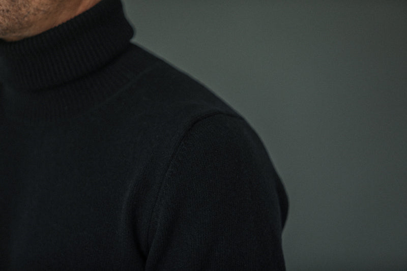 Pull Col Roulé Lambswool Noir