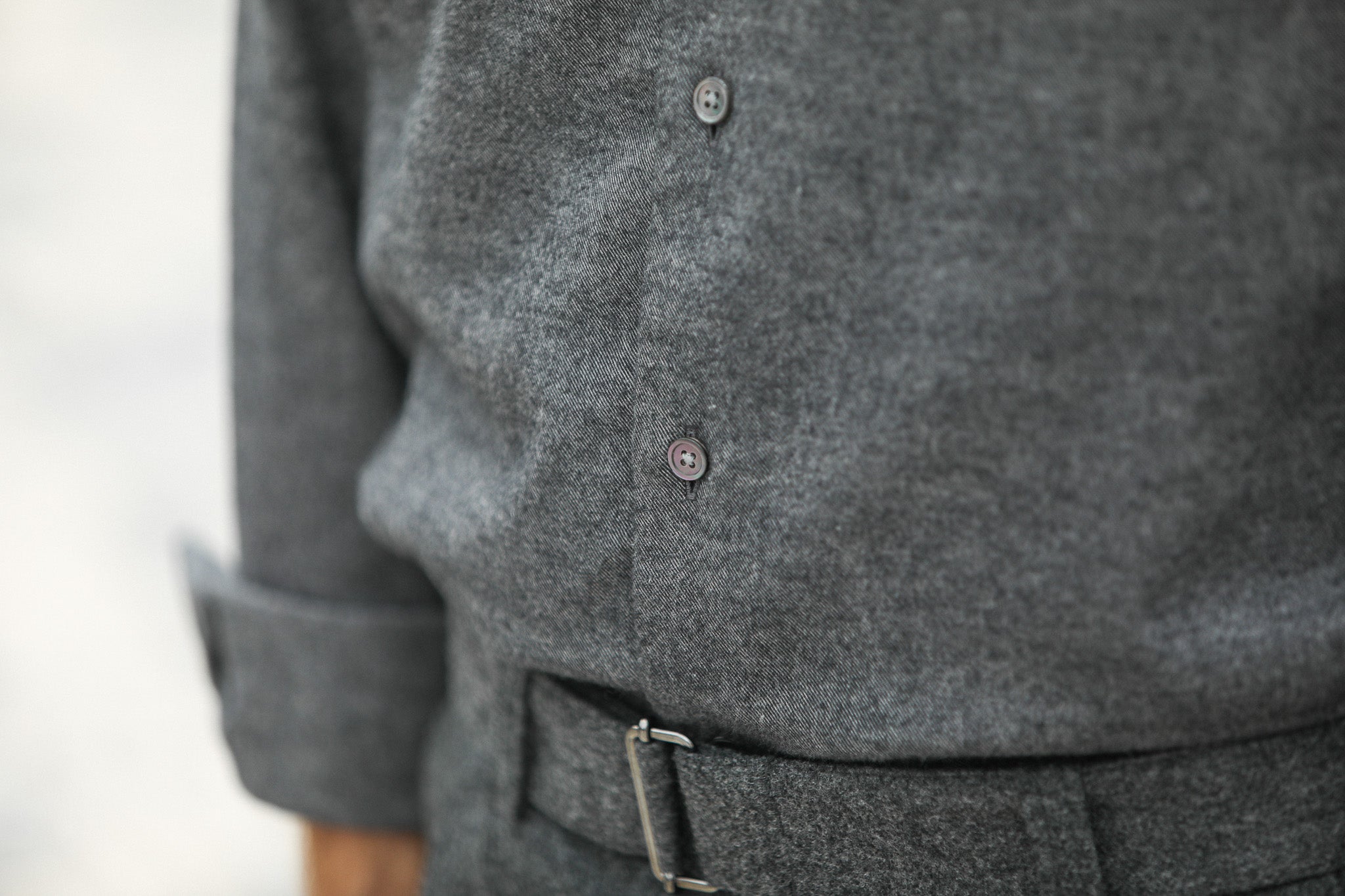 Chemise Flanelle Gris Chiné - Col tailleur