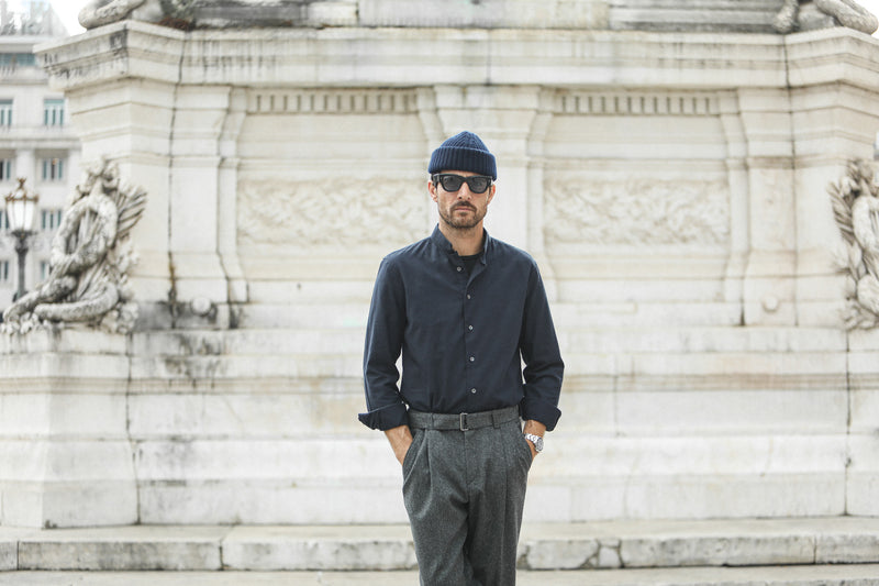 Chemise Flanelle Navy - Col tailleur