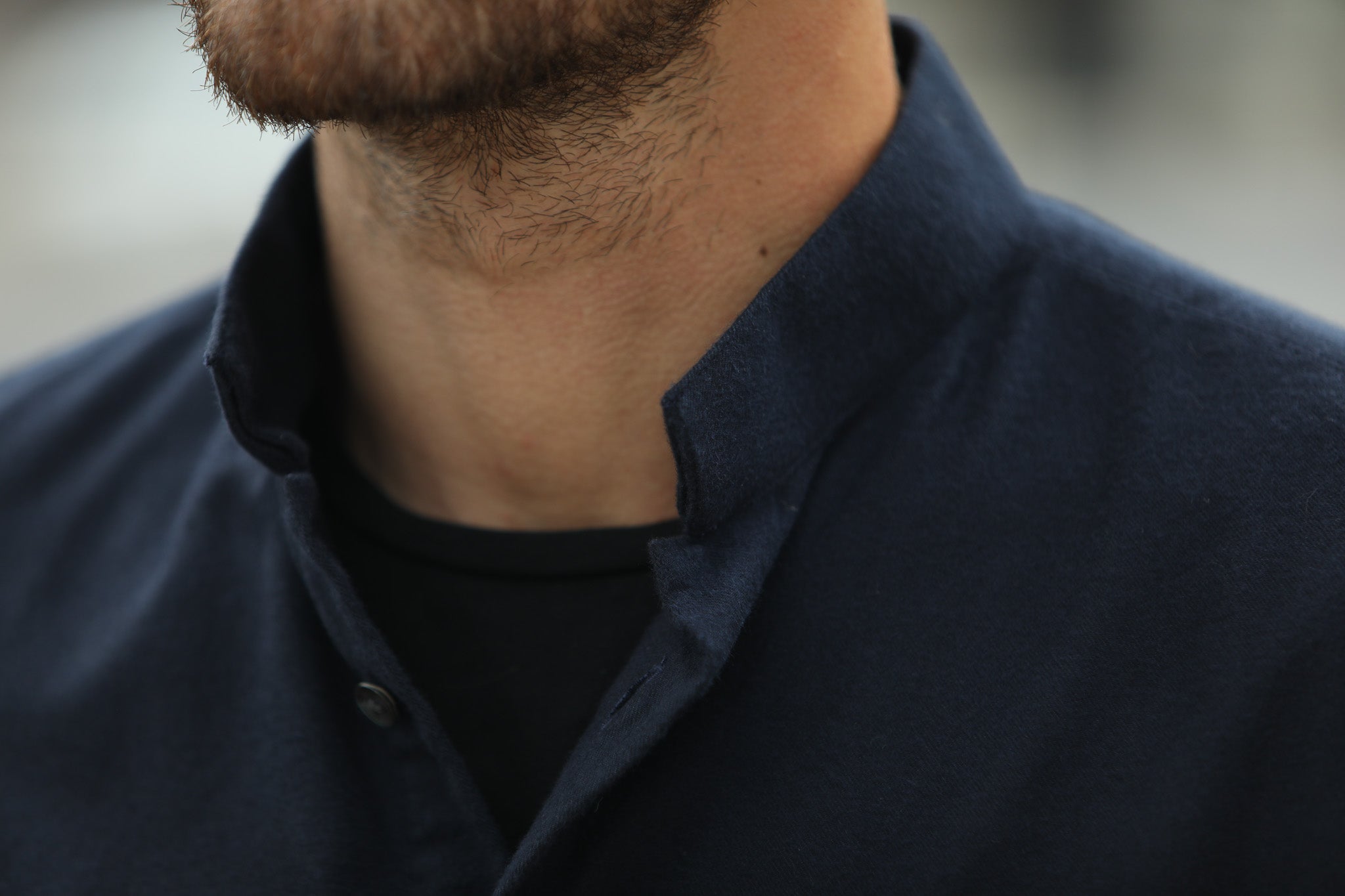 Chemise Flanelle Navy - Col tailleur