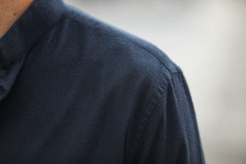 Chemise Flanelle Navy - Col tailleur