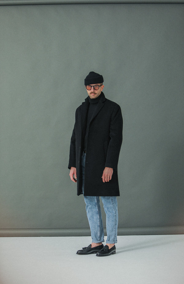 Manteau Long Laine & Cachemire Noir