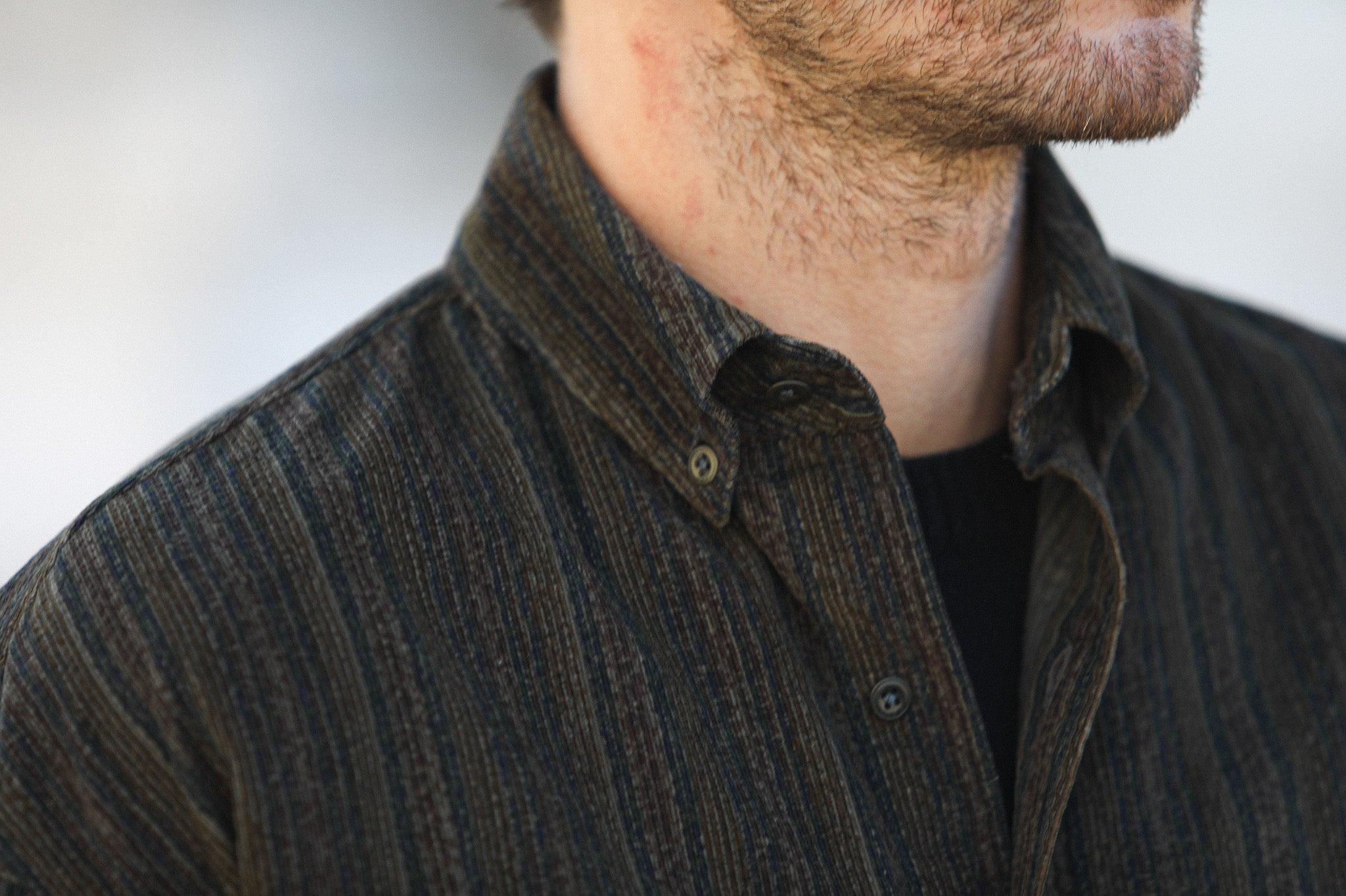 Chemise Velours Japan Stripes Khaki - New Modern Fit