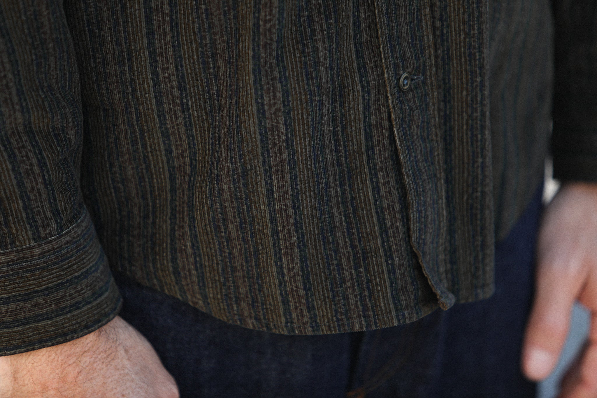 Chemise Velours Japan Stripes Khaki - New Modern Fit