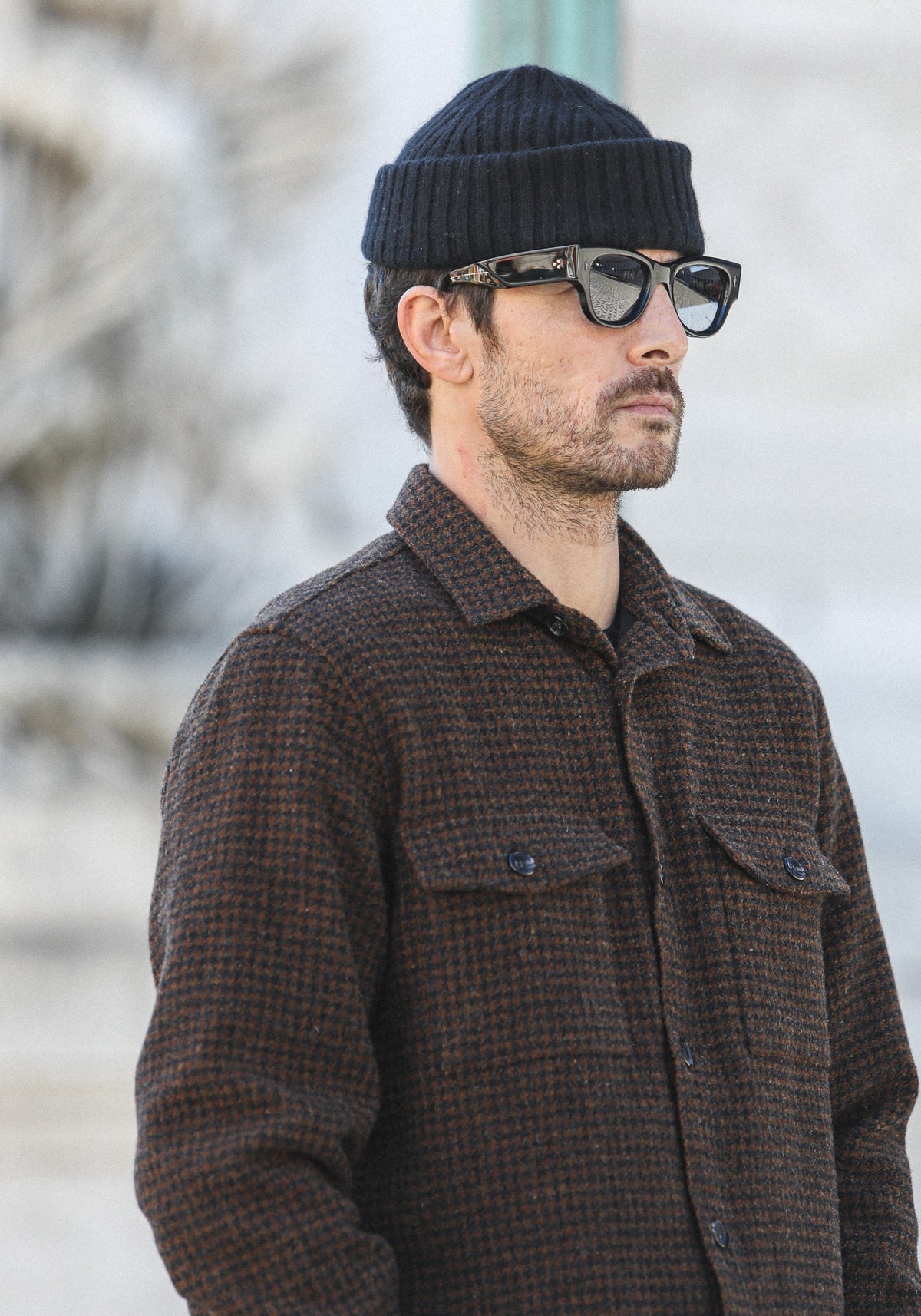 Chemise décontractée boutonnée en flanelle à carreaux pour homme