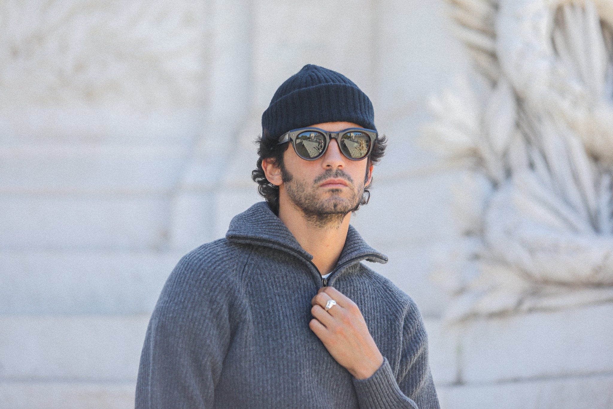 Pull Trucker lambswool - Dark Grey