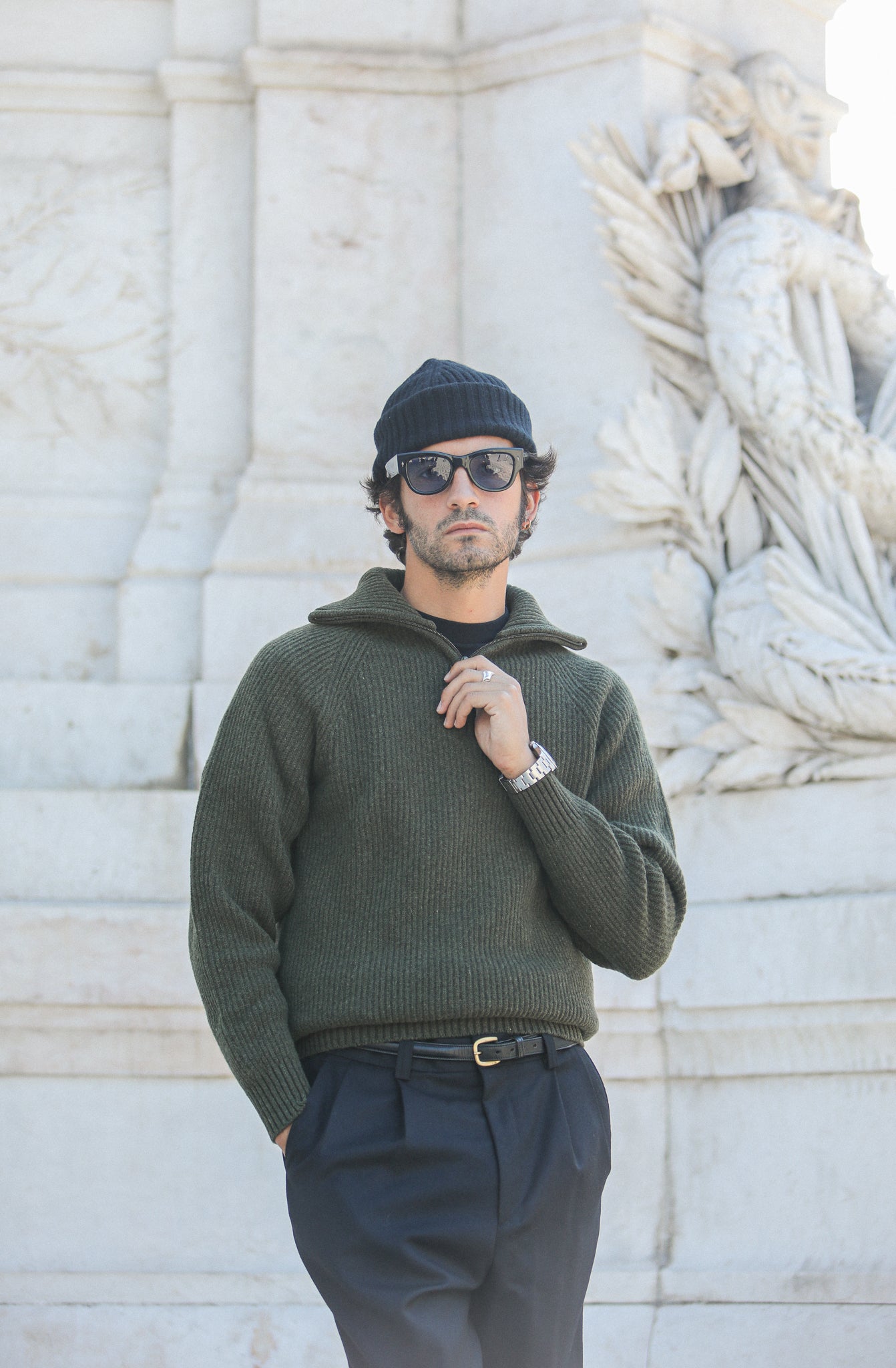 Pull Trucker lambswool - Khaki
