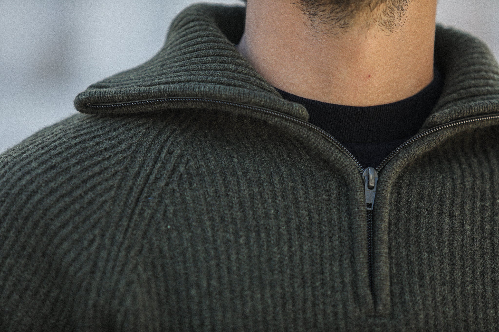 Pull Trucker lambswool - Khaki