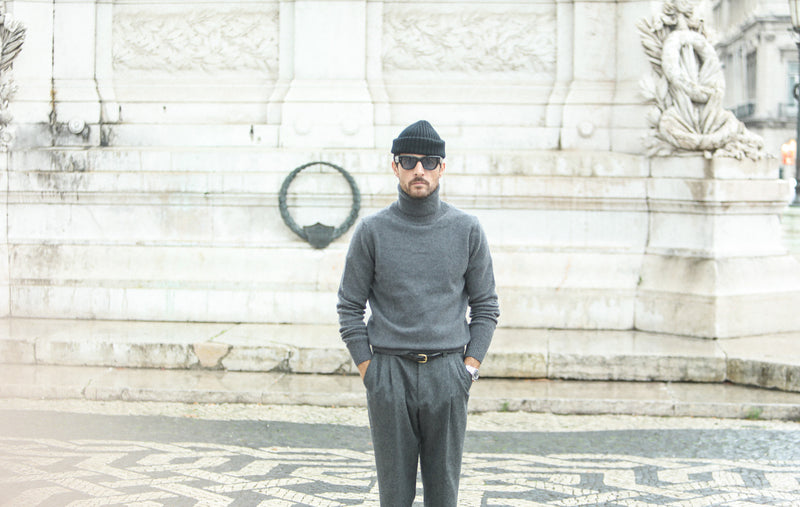 Pull Col Roulé Lambswool Dark Grey