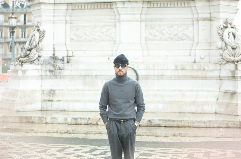 Pull Col Roulé Lambswool Dark Grey