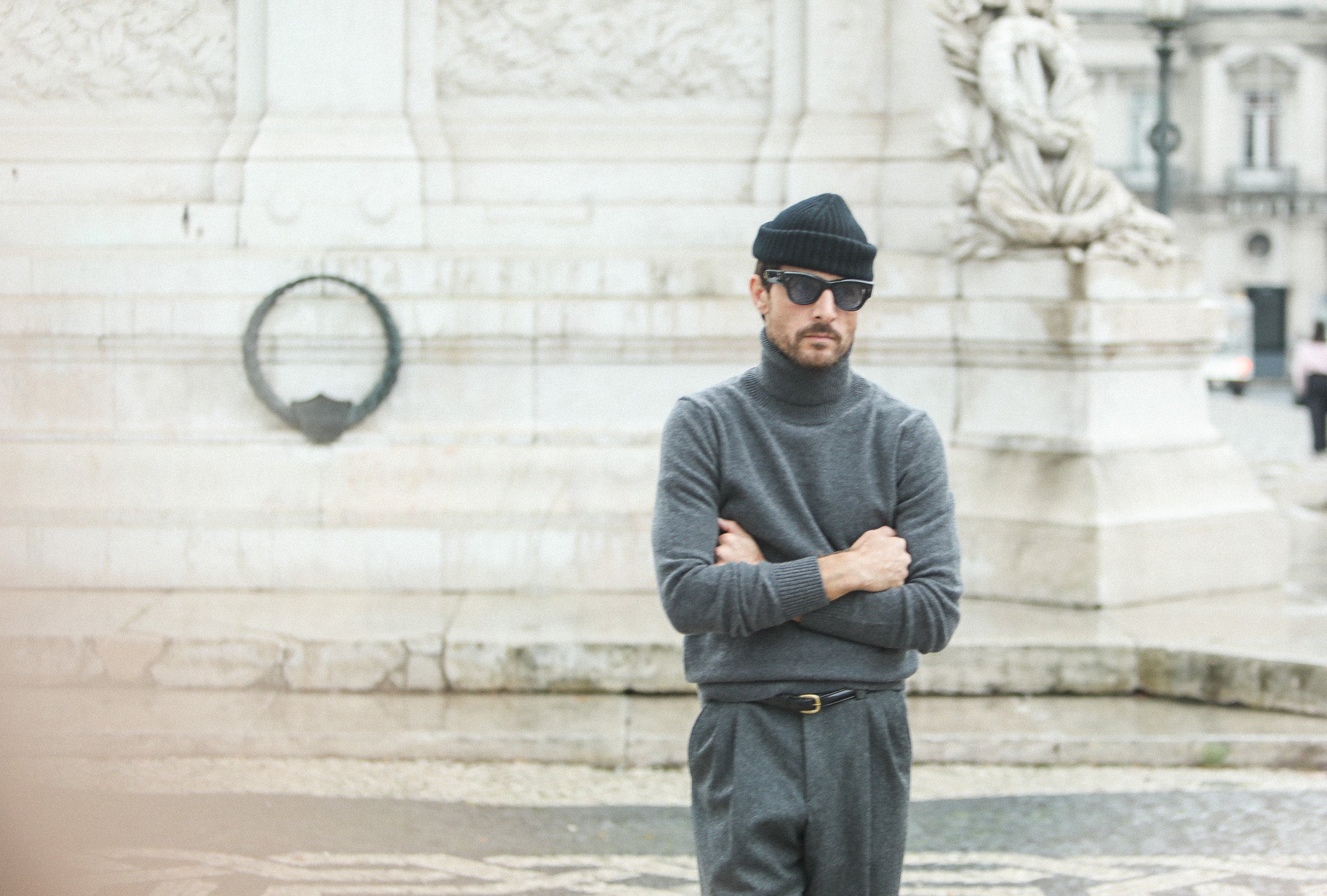 Pull Col Roulé Lambswool Dark Grey