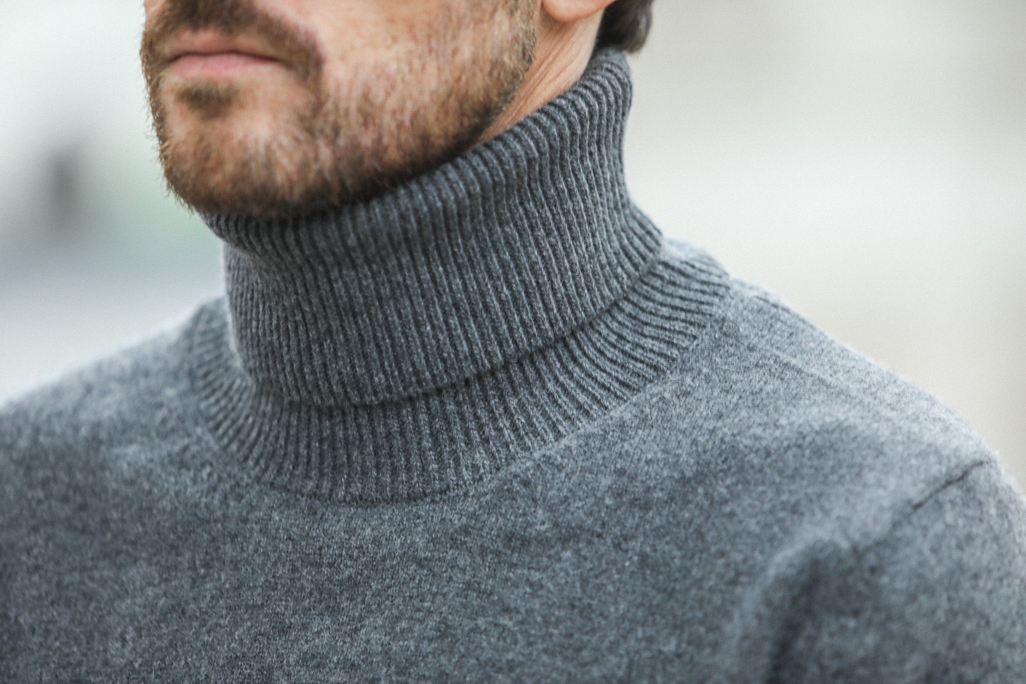 Pull Col Roulé Lambswool Dark Grey