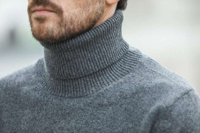 Pull Col Roulé Lambswool Dark Grey