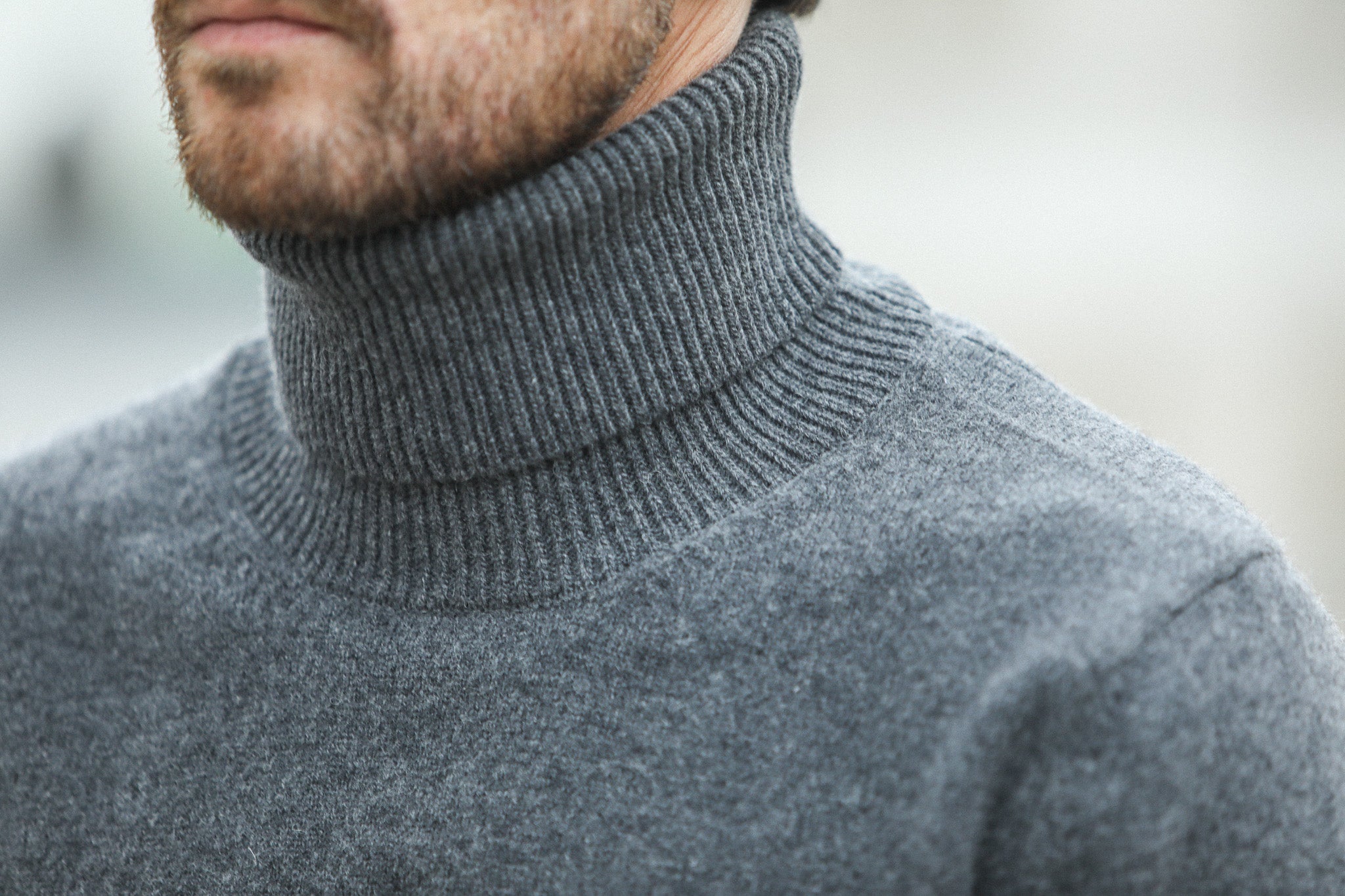 Pull Col Roulé Lambswool Dark Grey