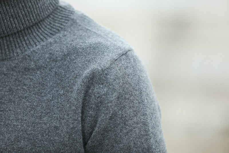 Pull Col Roulé Lambswool Dark Grey