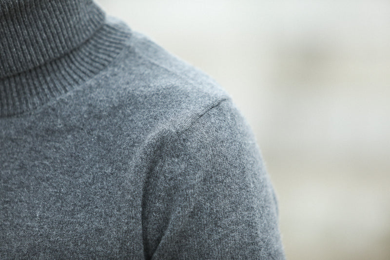 Pull Col Roulé Lambswool Dark Grey