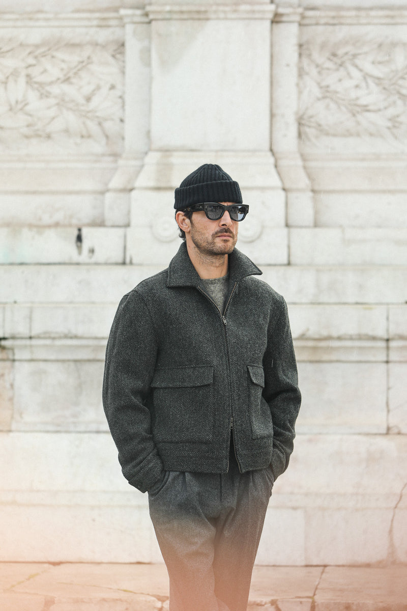 Veste Aviator Laine Chevrons - Khaki