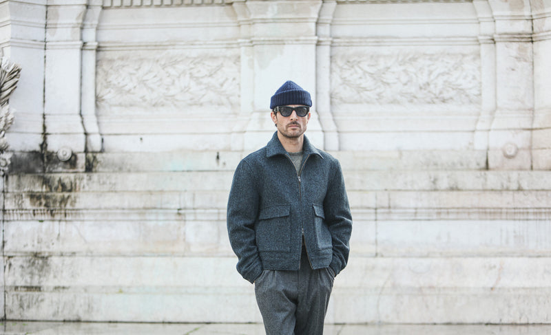 Veste Aviator Laine Chevrons - Blue