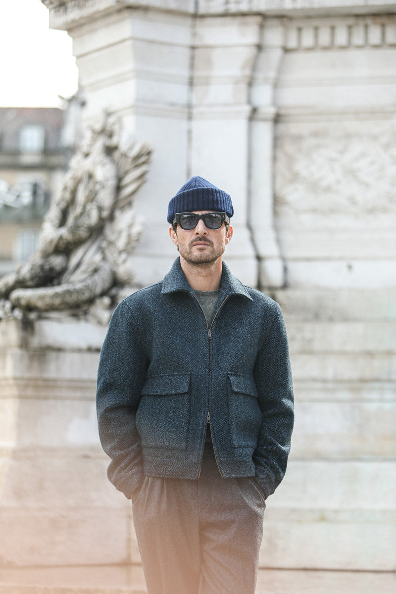 Veste Aviator Laine Chevrons - Blue