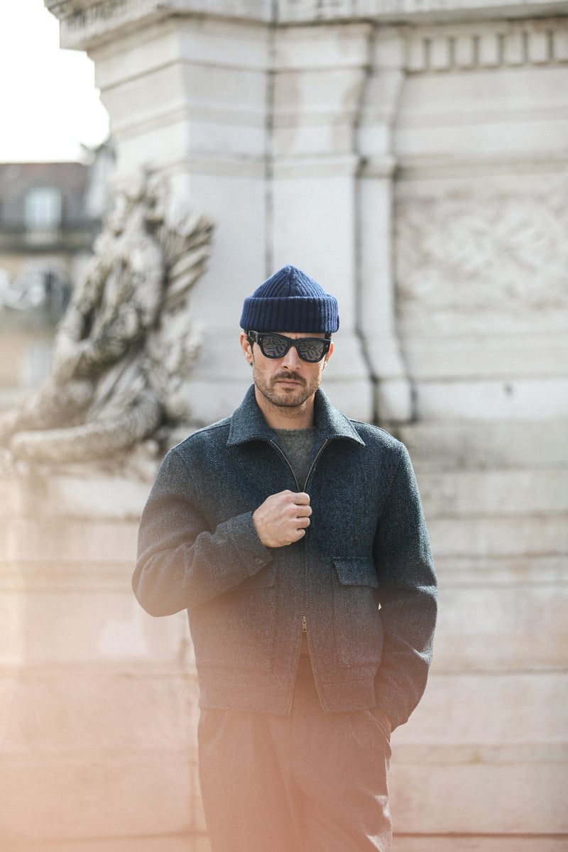 Veste Aviator Laine Chevrons - Blue