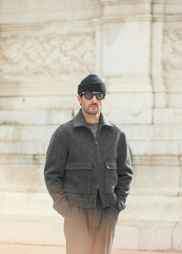 Veste Aviator Laine Chevrons - Grey