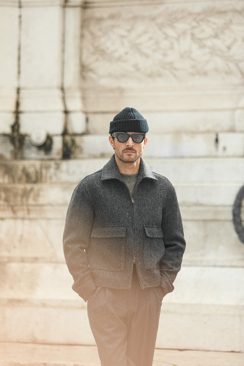 Veste Aviator Laine Chevrons - Grey