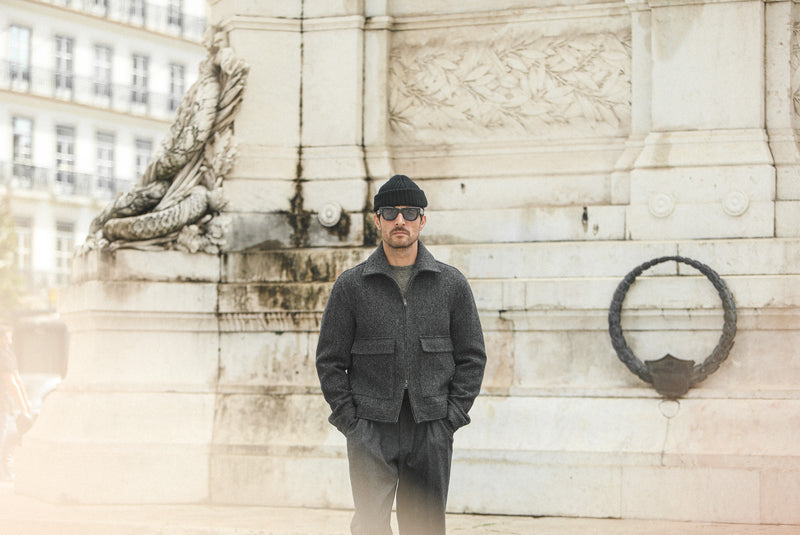 Veste Aviator Laine Chevrons - Grey