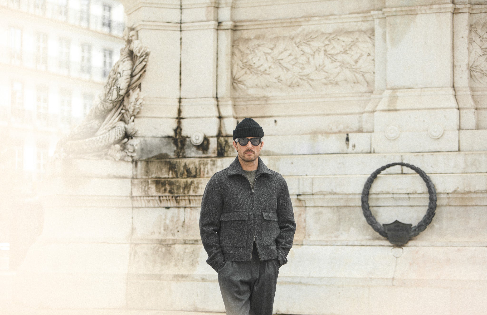 Veste Aviator Laine Chevrons - Grey