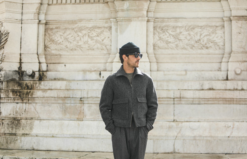 Veste Aviator Laine Chevrons - Grey