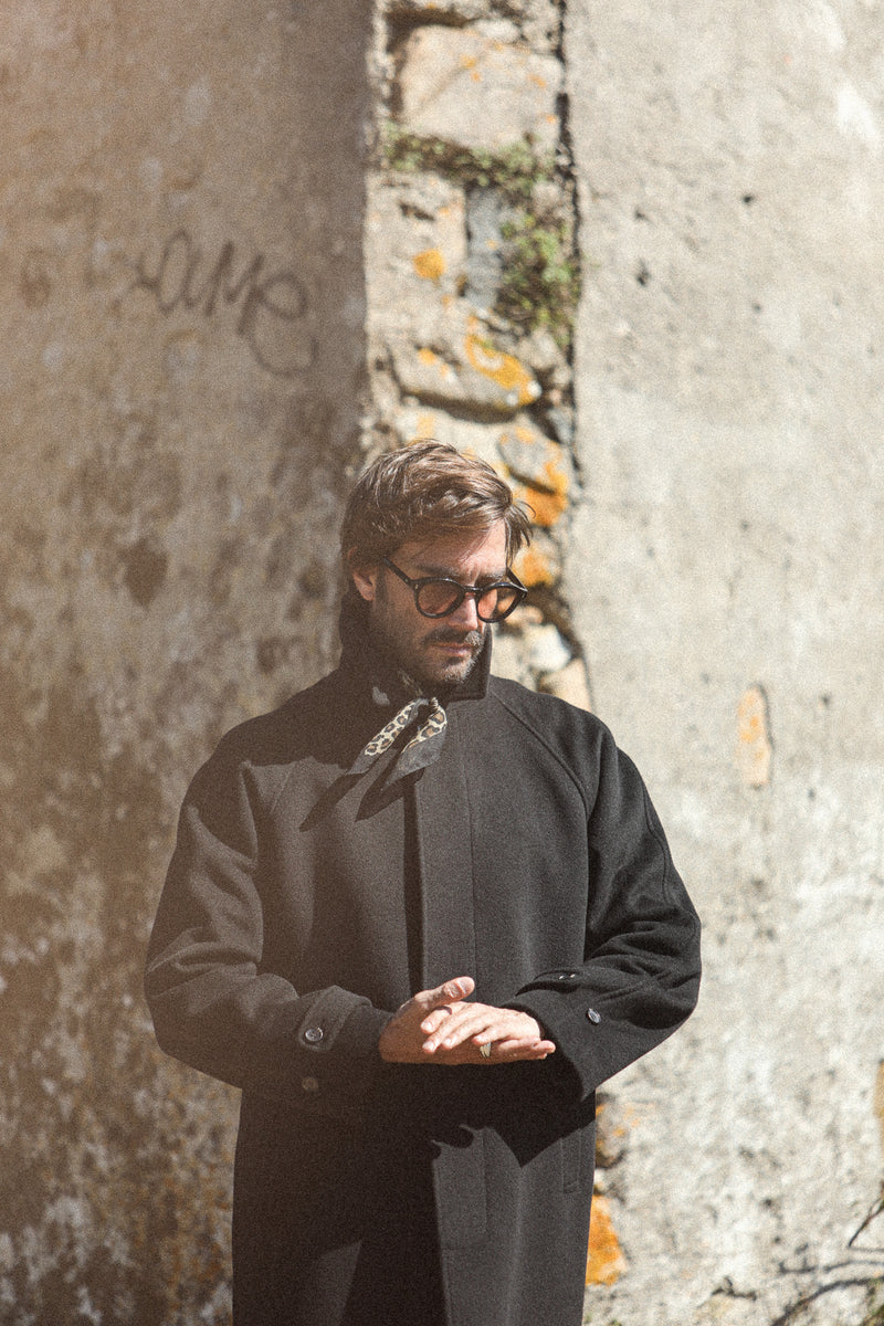 Manteau Balmaccan Laine & Cachemire Noir