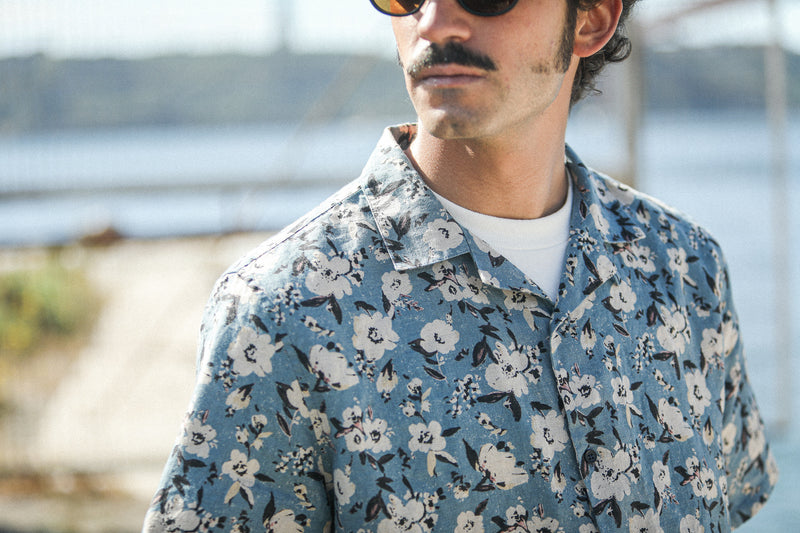 Modern Camp Collar Floral Blue