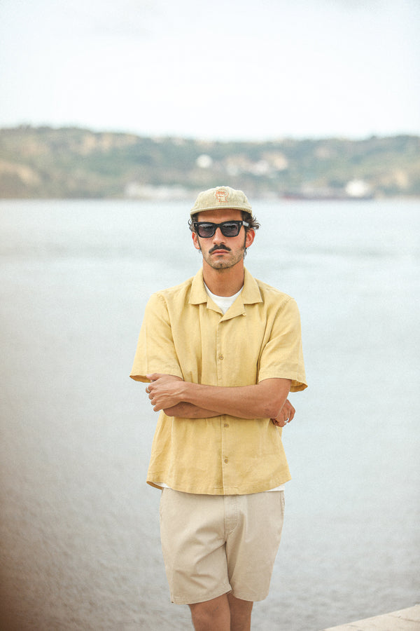 New - Modern Camp Collar Linen Pineapple