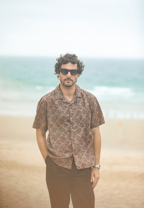 Modern Camp Collar Japanese Paisley Pink
