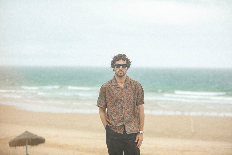Modern Camp Collar Japanese Paisley Pink
