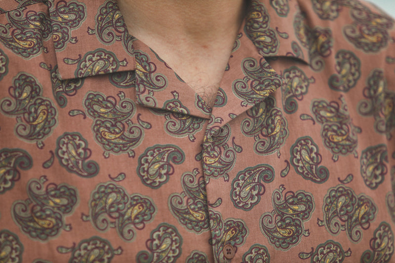 Modern Camp Collar Japanese Paisley Pink