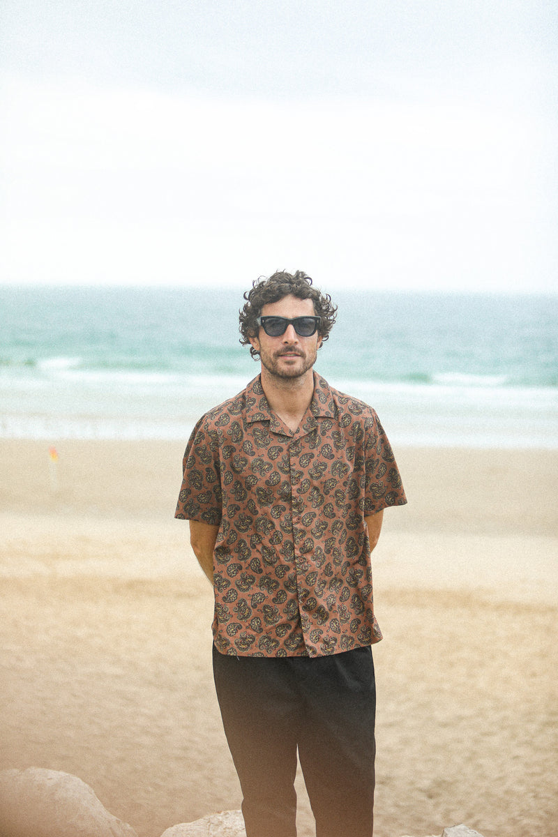 Modern Camp Collar Japanese Paisley Pink