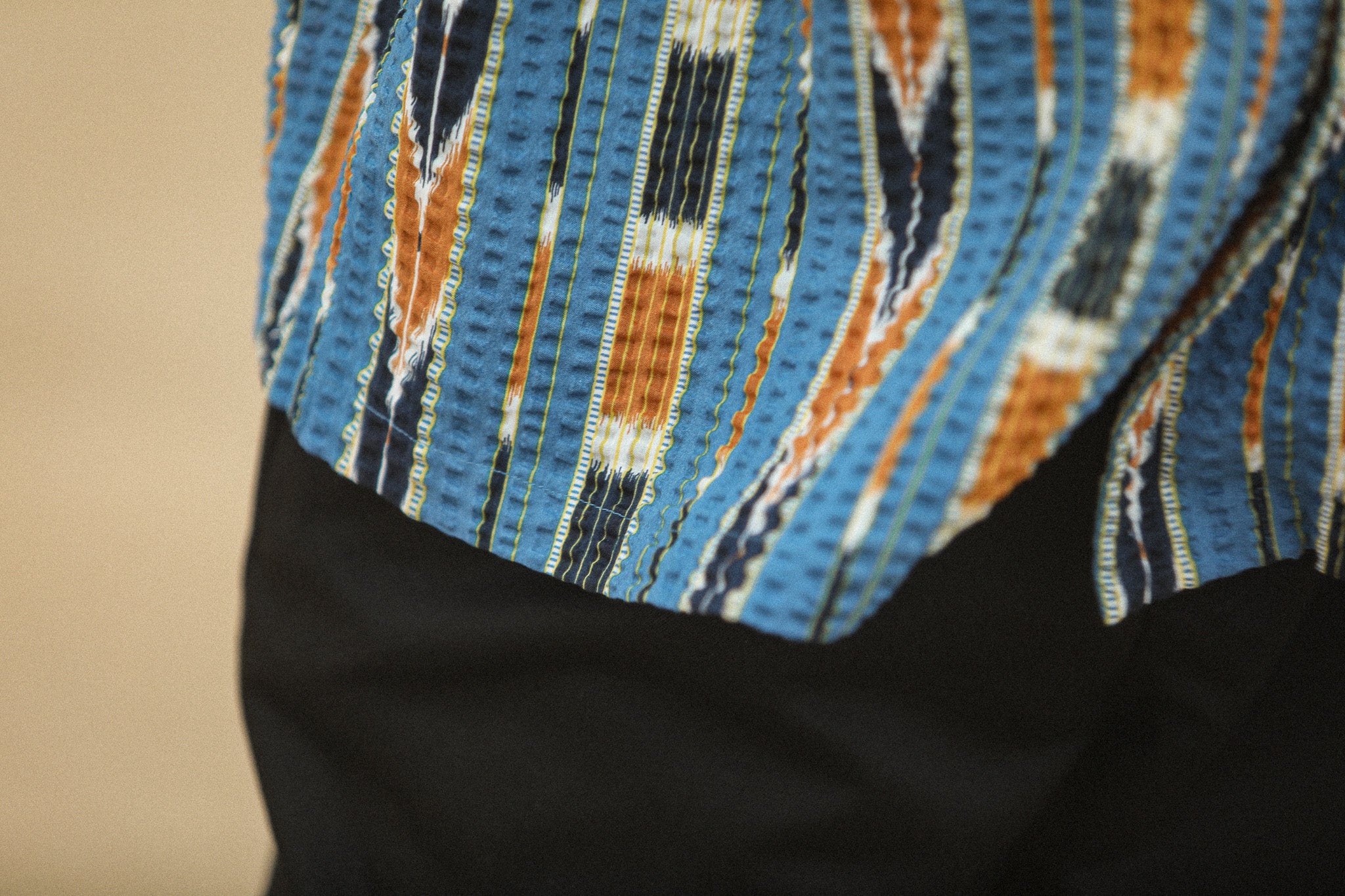 Modern Camp Collar Japanese Seersucker Blue