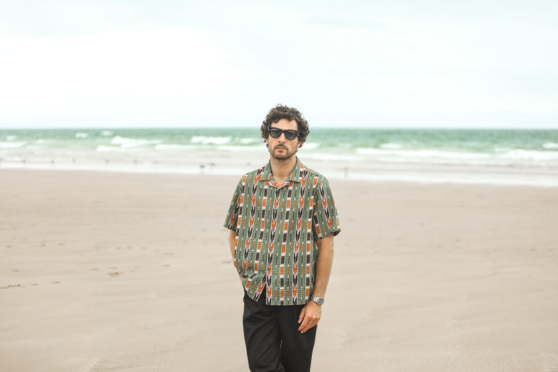 Modern Camp Collar Japanese Seersucker Green