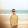 Modern Camp Collar Japanese Stripes Dark Yellow