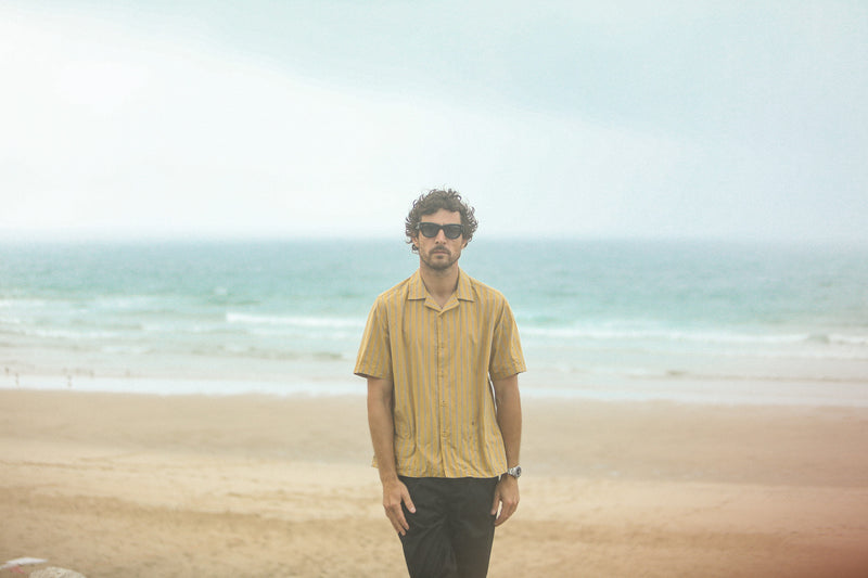 Modern Camp Collar Japanese Stripes Dark Yellow