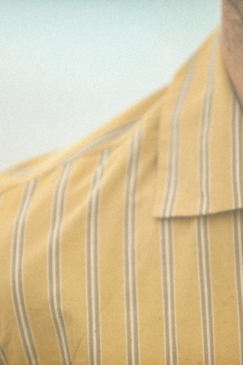 Modern Camp Collar Japanese Stripes Dark Yellow