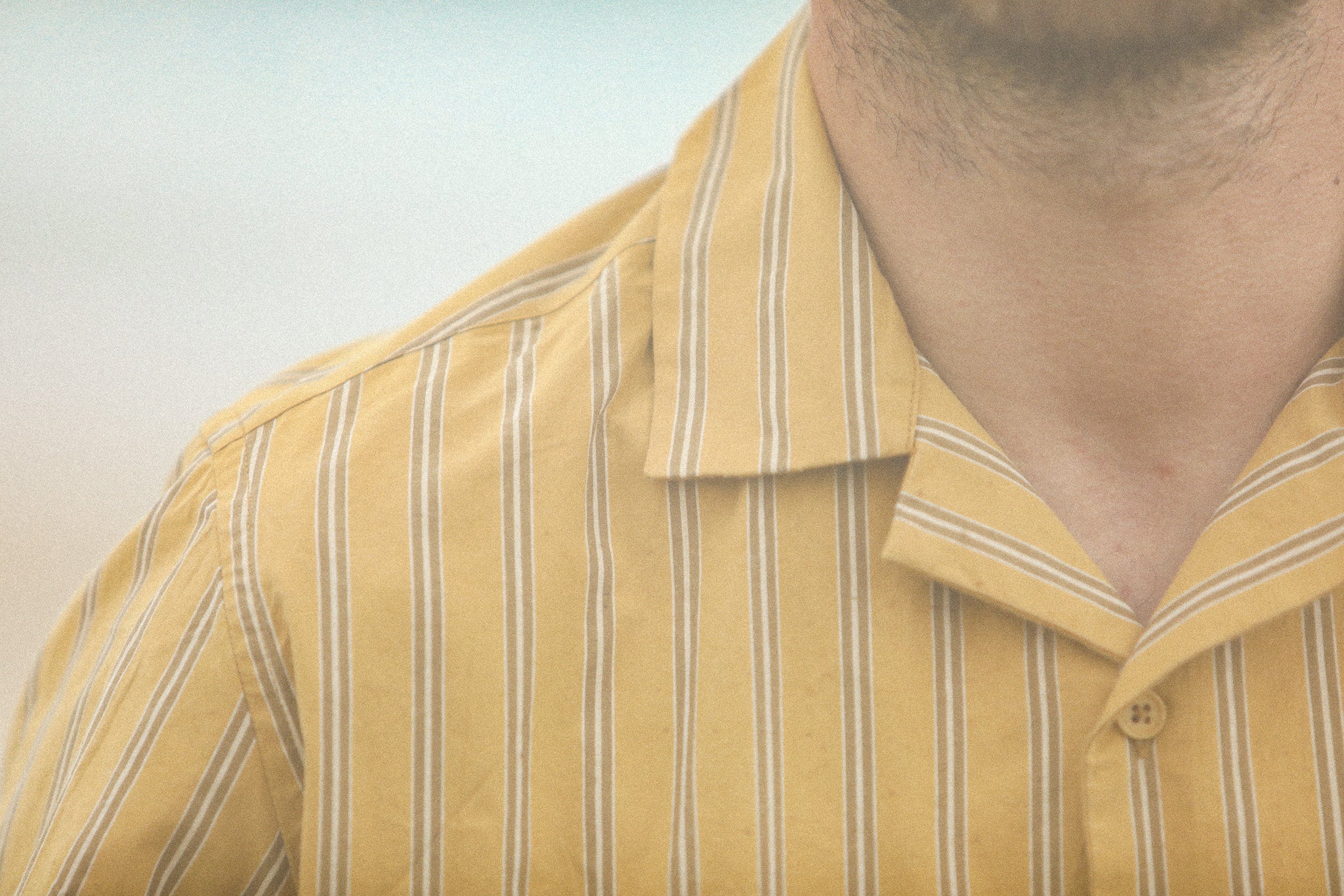 Modern Camp Collar Japanese Stripes Dark Yellow