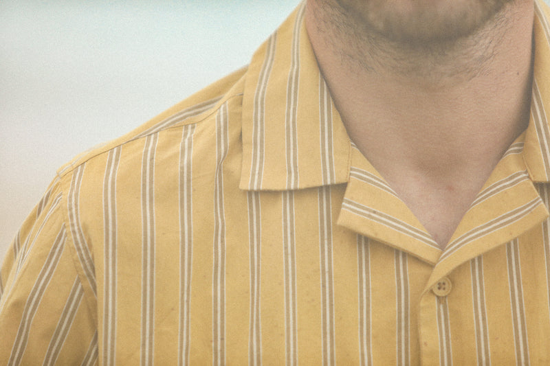 Modern Camp Collar Japanese Stripes Dark Yellow